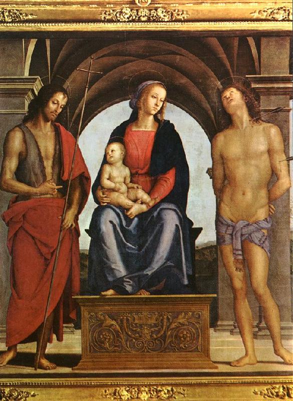 PERUGINO, Pietro The Madonna between St. John the Baptist and St. Sebastian china oil painting image